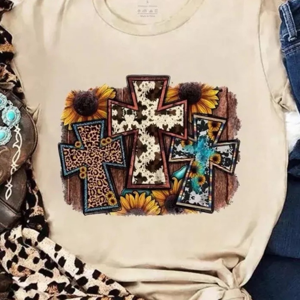 SHEIN Beige Graphic Blouse